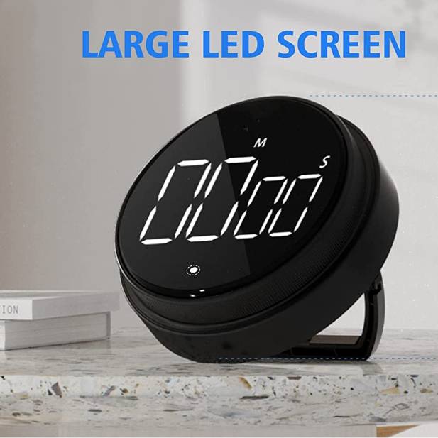 Digitaler Küchentimer, magnetischer Countdown-Timer mit großer LED-Anzeige Black
