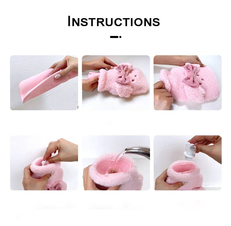 Wärmflasche mit weichem und flauschigem Bezug Beige