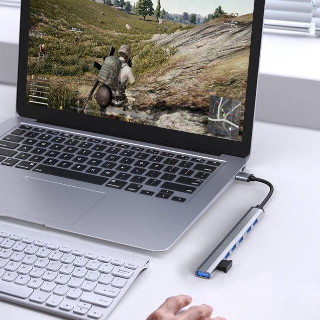 USB/USB-C-Hub mit 1 USB3.0 + 6 USB2.0 Silver