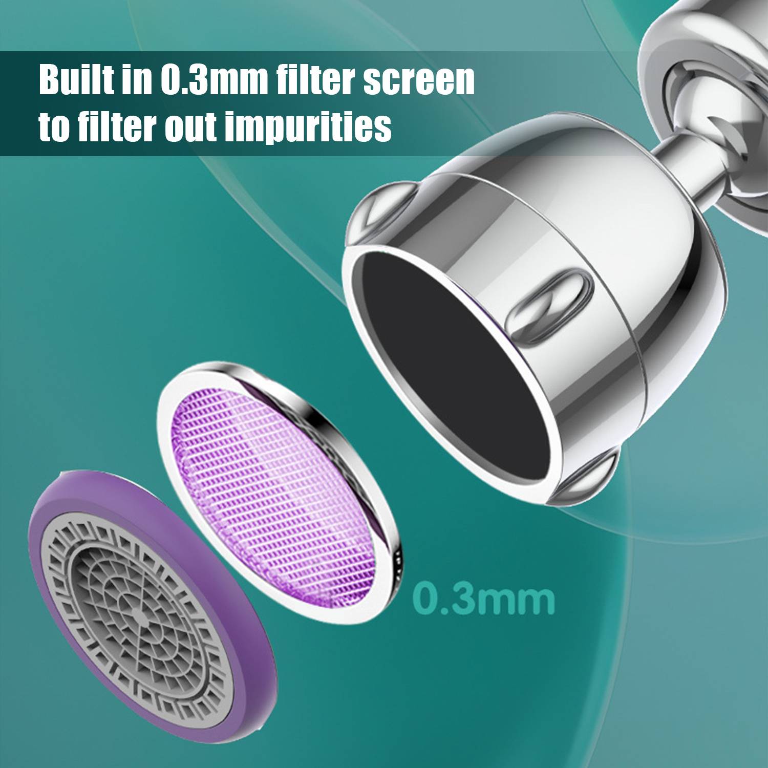 Wasserhahnbelüfter 2 Wasserflussmodi 360° schwenkbar Silver
