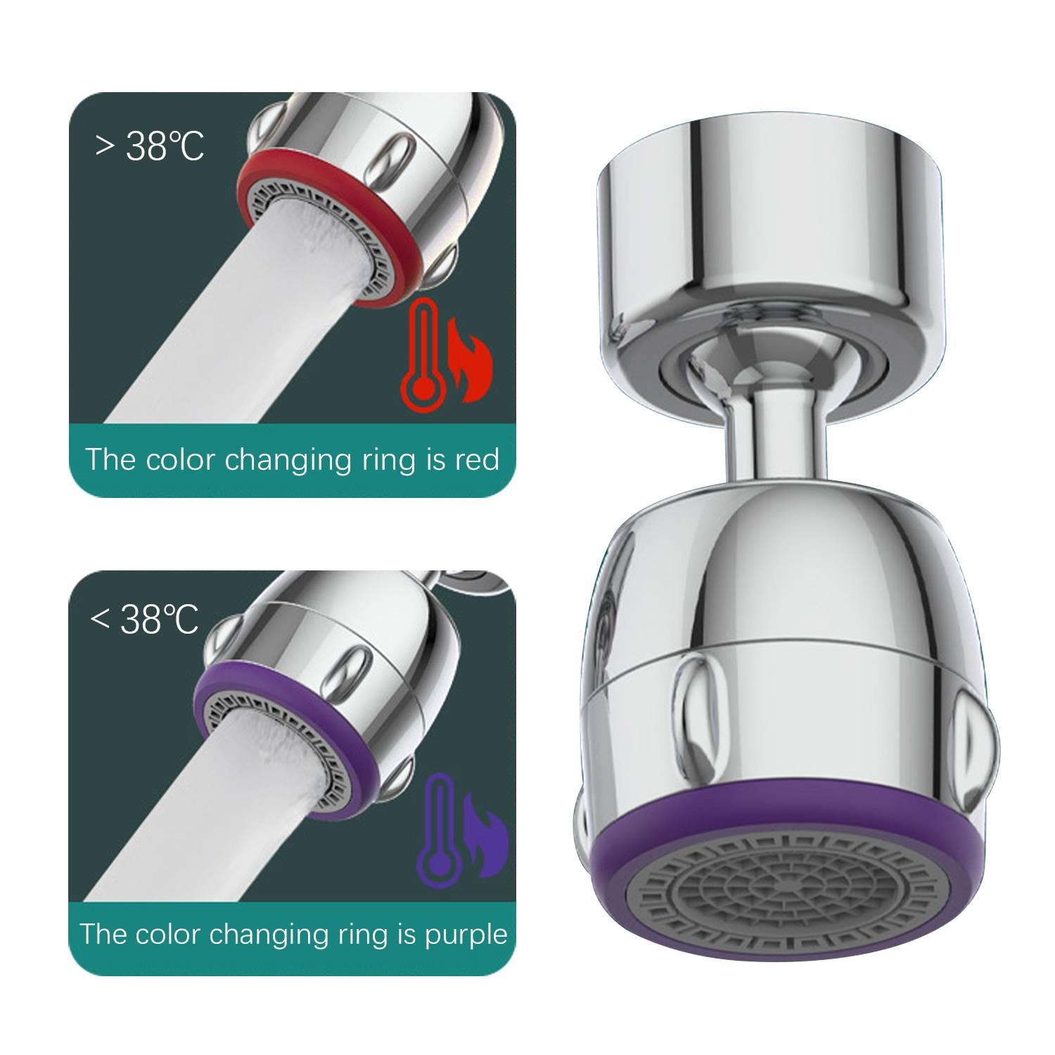 Wasserhahnbelüfter 2 Wasserflussmodi 360° schwenkbar Silver