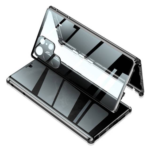 Magnetische doppelseitige Handyhülle aus gehärtetem Glas Black Samsung Galaxy S23