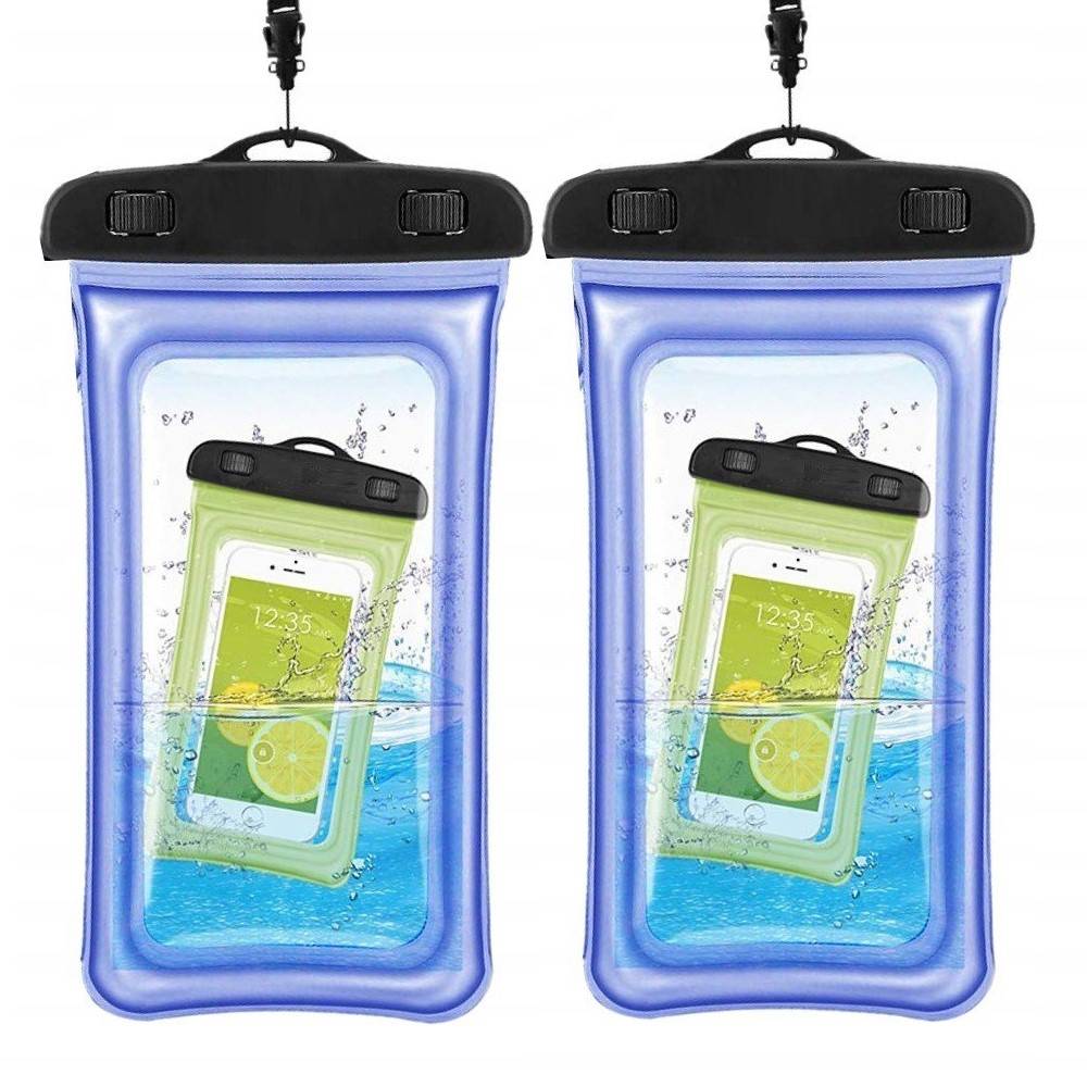 Wasserdichte schwimmende Handyhülle - universal - blau 2 pack