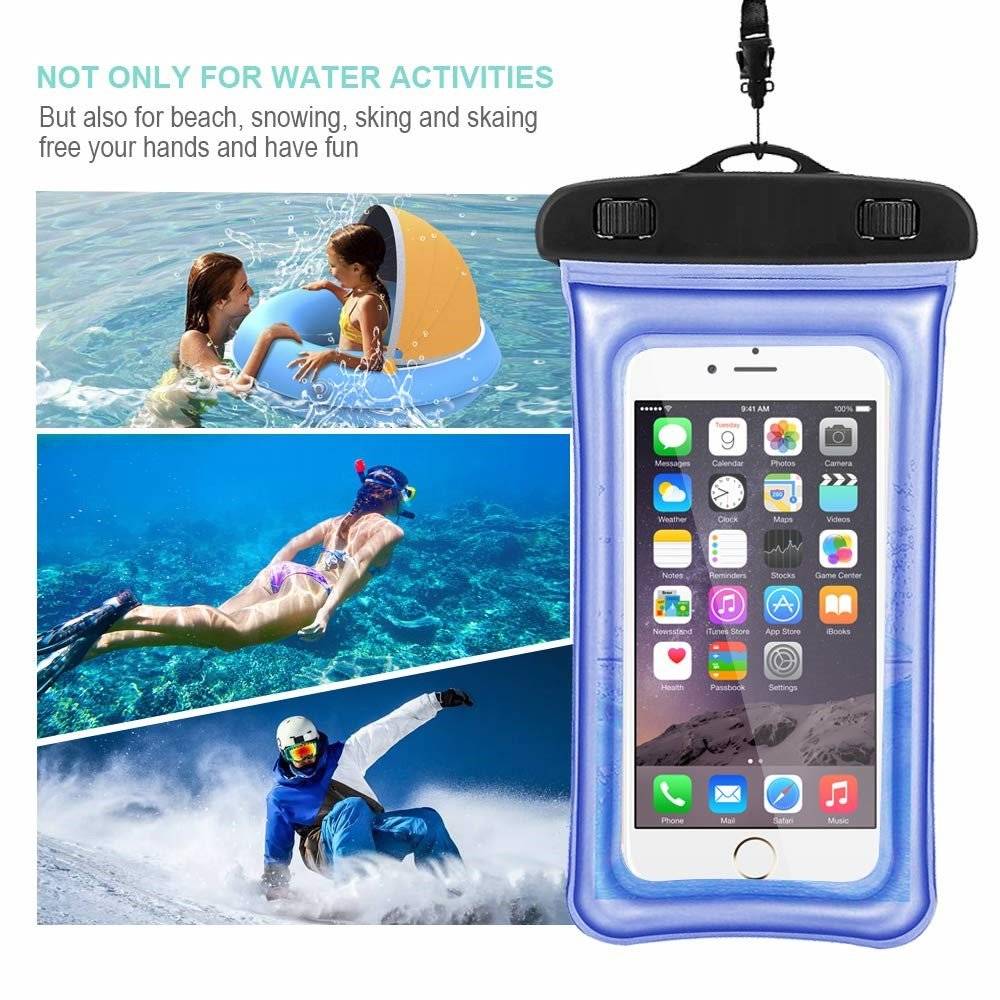 Wasserdichte schwimmende Handyhülle - universal - blau 1 pack