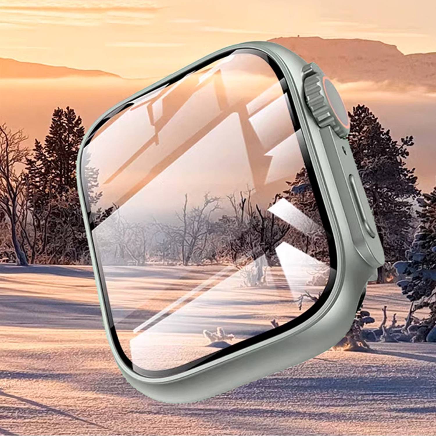 Uhrengehäuse mit Displayschutzfolie für die Apple Watch Ultra 8/7 Silver 41 mm