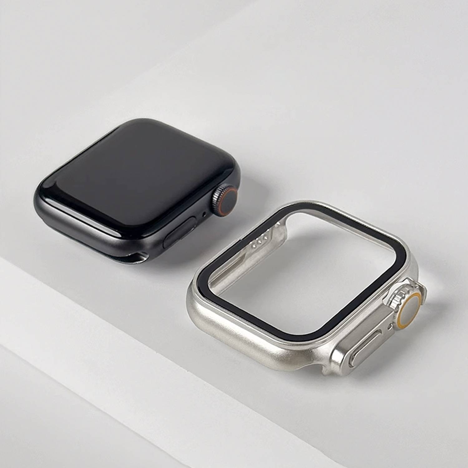 Uhrengehäuse mit Displayschutzfolie für die Apple Watch Ultra 8/7 Silver 41 mm