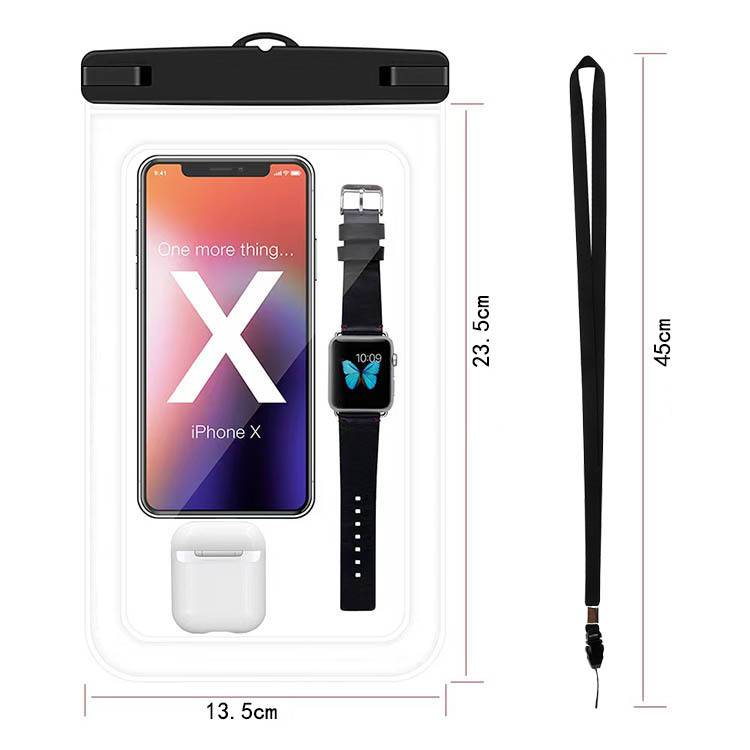 Große wasserdichte Handytasche IPX8 2er-Pack Black