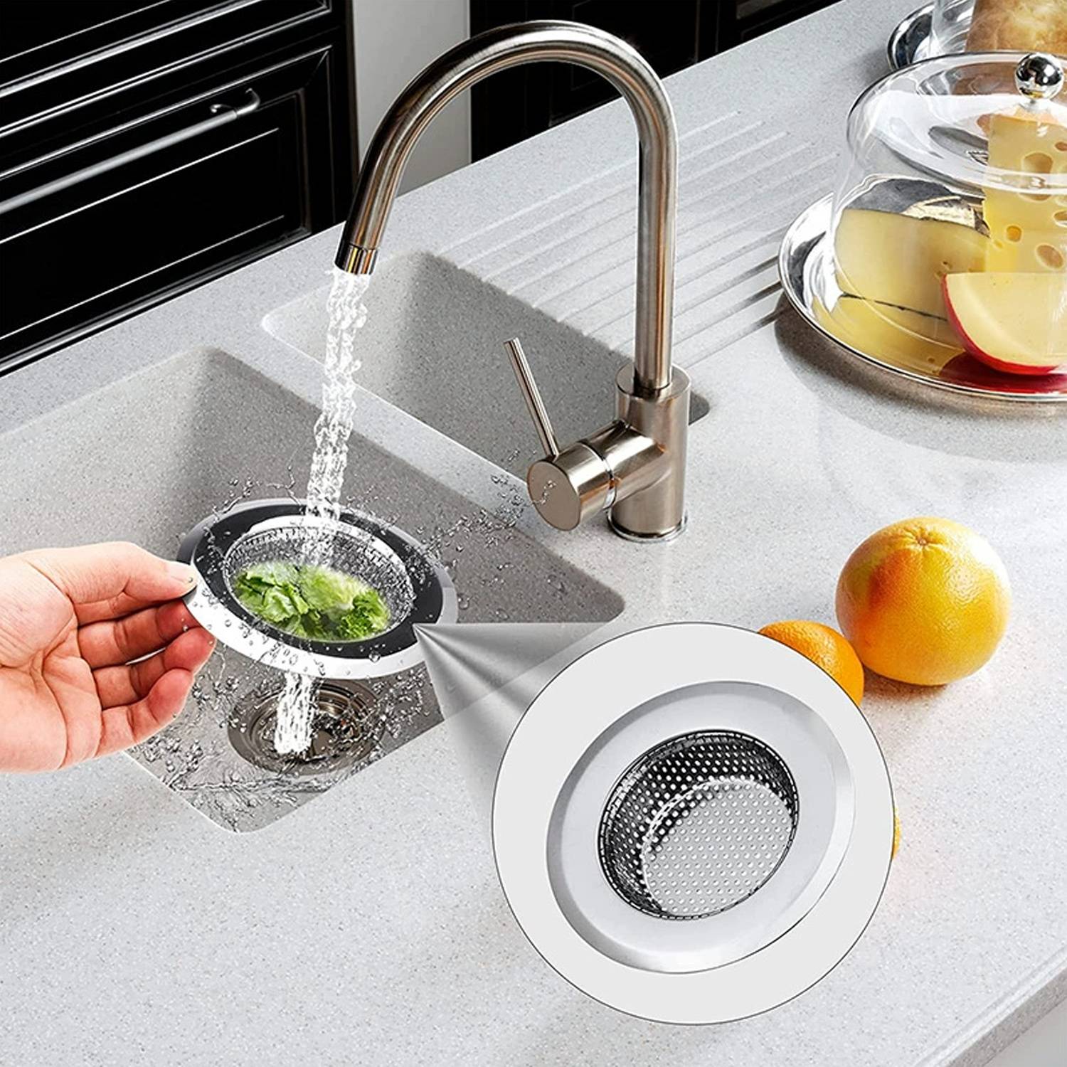 Abflusssiebstöpsel für Abfluss, 4er-Pack - Außendurchmesser 11,2 cm