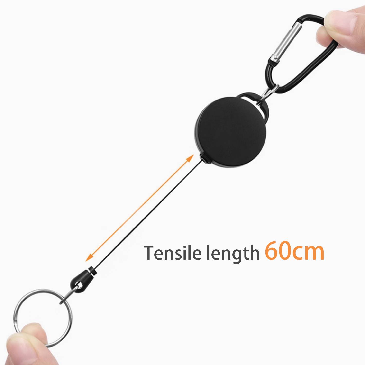 2er-Pack ausziehbarer Jo-Jo-Schlüsselanhänger mit Karabiner Black