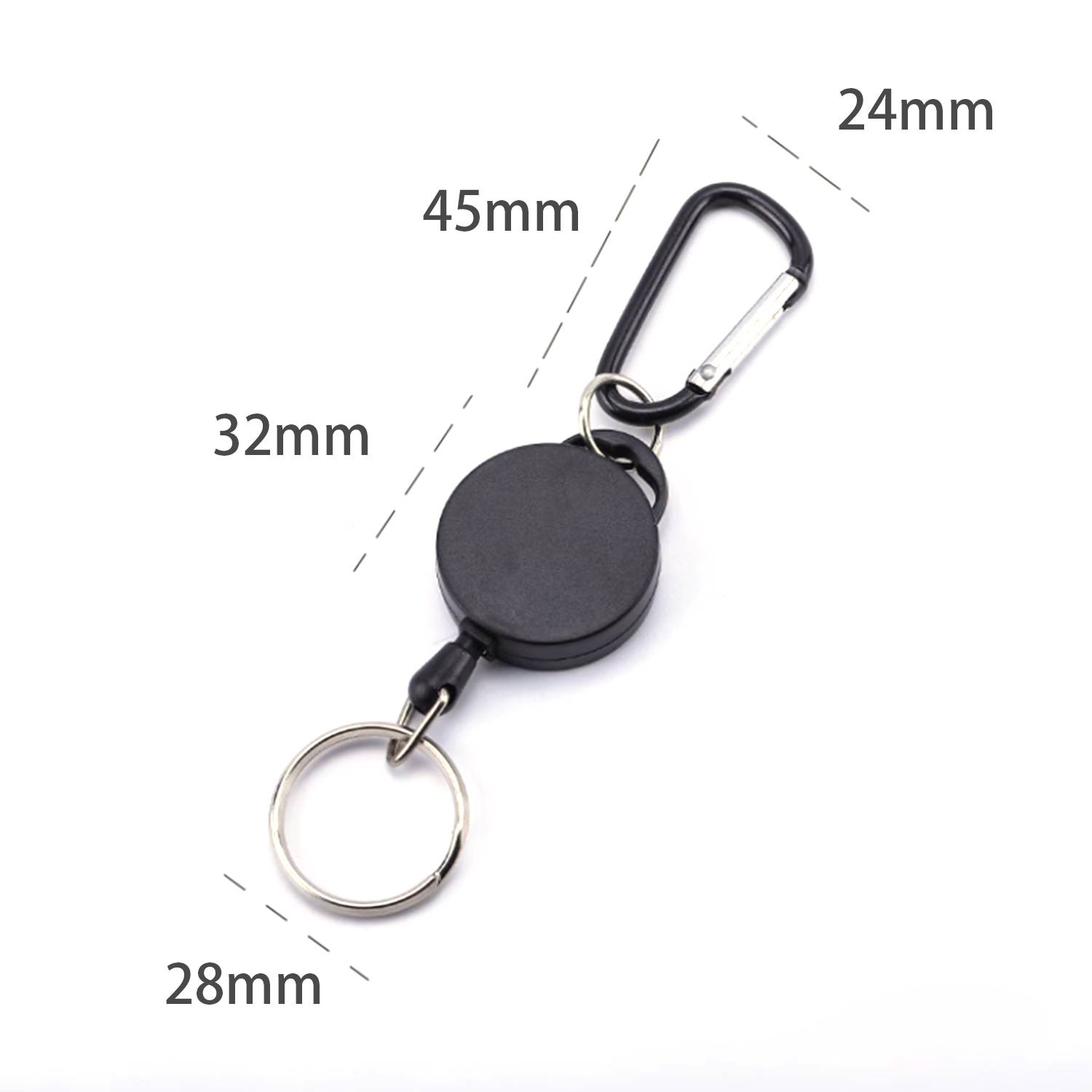 2er-Pack ausziehbarer Jo-Jo-Schlüsselanhänger mit Karabiner Black