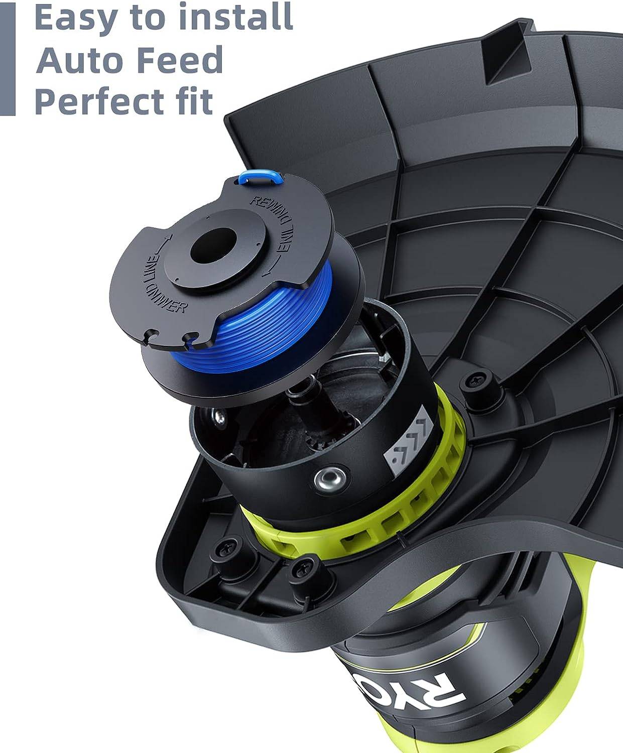 12er-Pack Trimmerdrahtspulen mit 3 Kappen für Ryobi-Rasentrimmer MultiColor