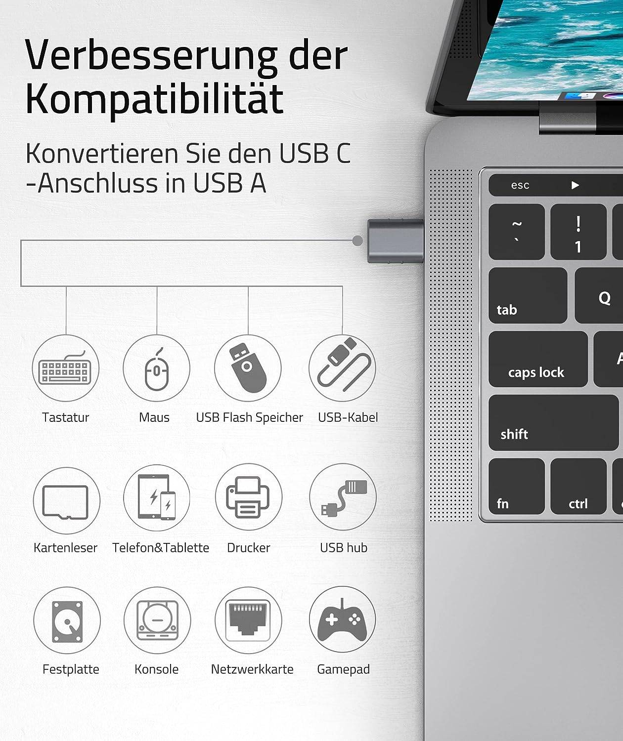 USB 3.2 zu USB-C OTG-Adapter 10 Gbit/s Grey