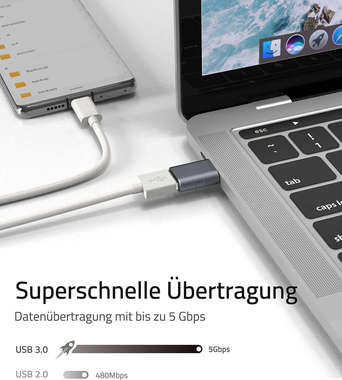 USB 3.2 zu USB-C OTG-Adapter 10 Gbit/s Silver