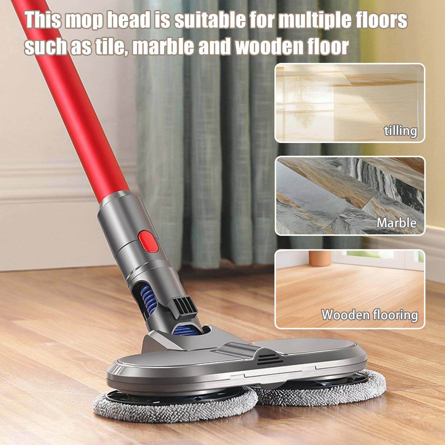 Wischaufsatz / Mopp mit 6 Wischpads für Dyson V11/V10/V15/V8/V7