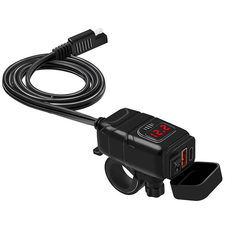 USB-C / USB-Schnellladegerät für Auto und Motorrad Black