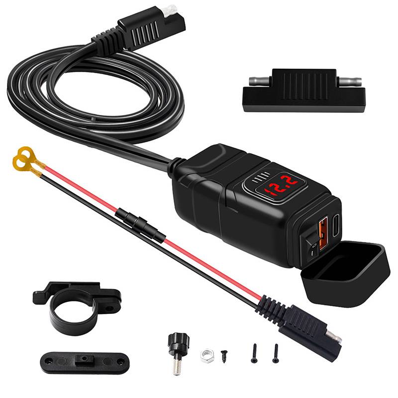 USB-C / USB-Schnellladegerät für Auto und Motorrad Black