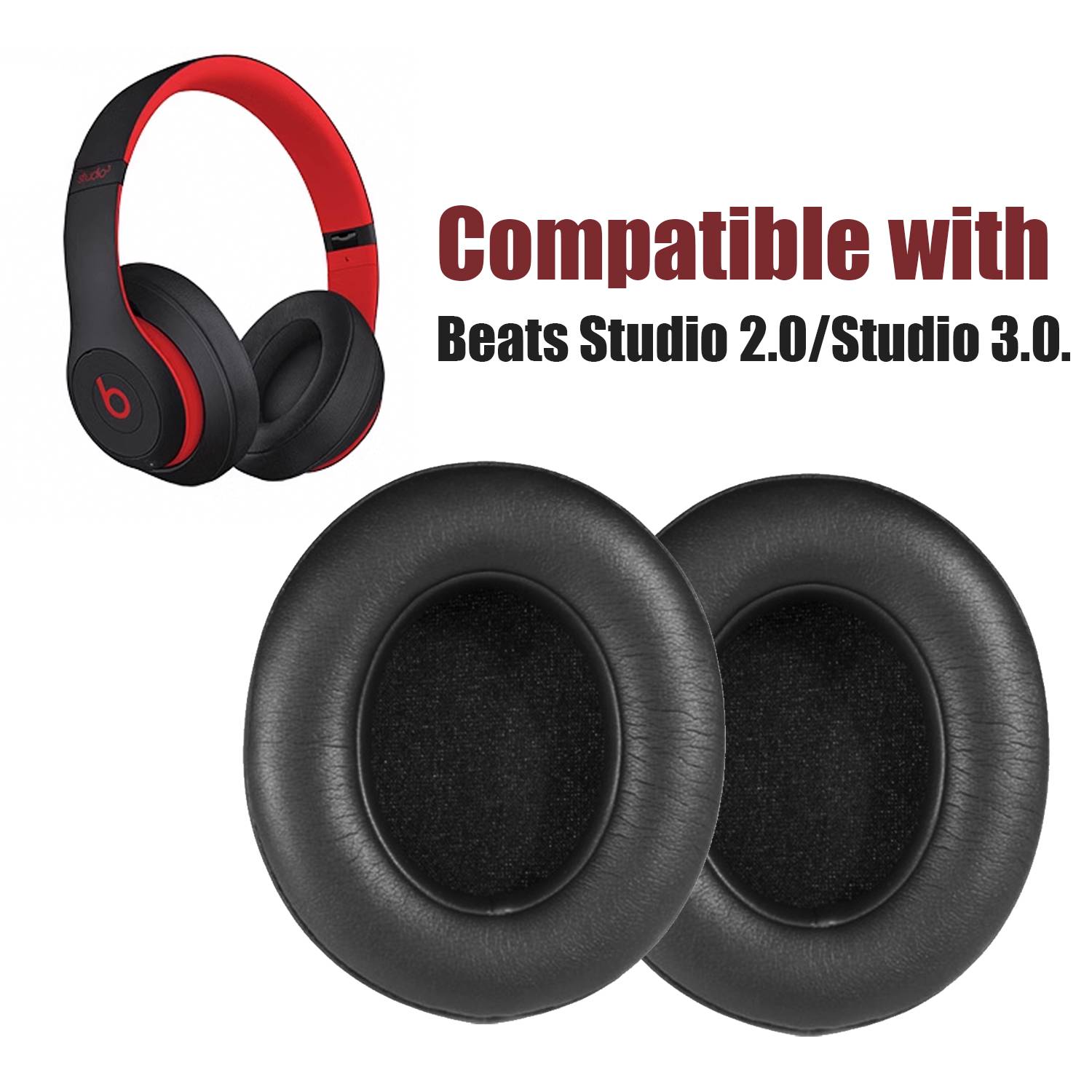 Echtleder-Ohrpolster für Beats Studio 2.0/Studio 3.0 Black