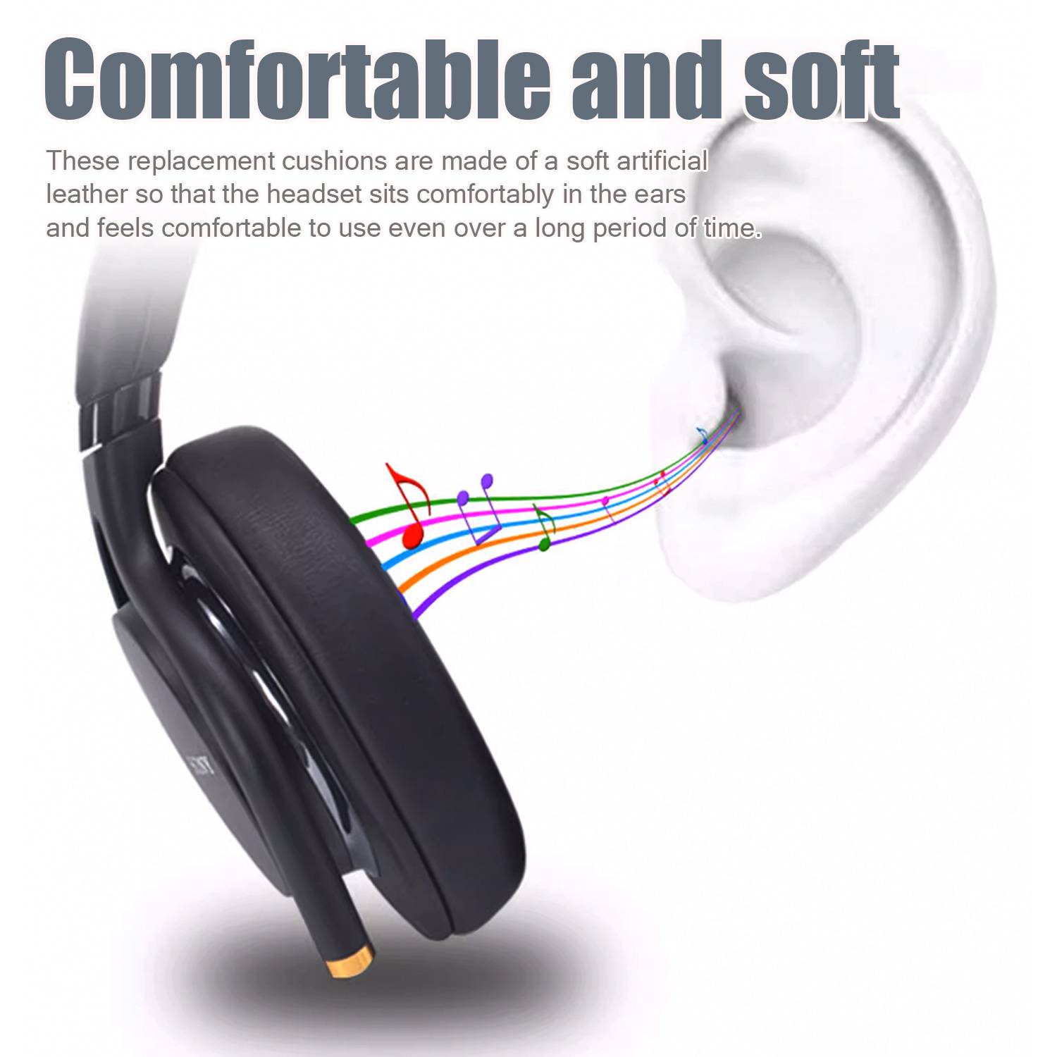 Ohrpolster aus Schaffell für SONY MDR-1ADAC/1ABT/1A1R/1RBT Black