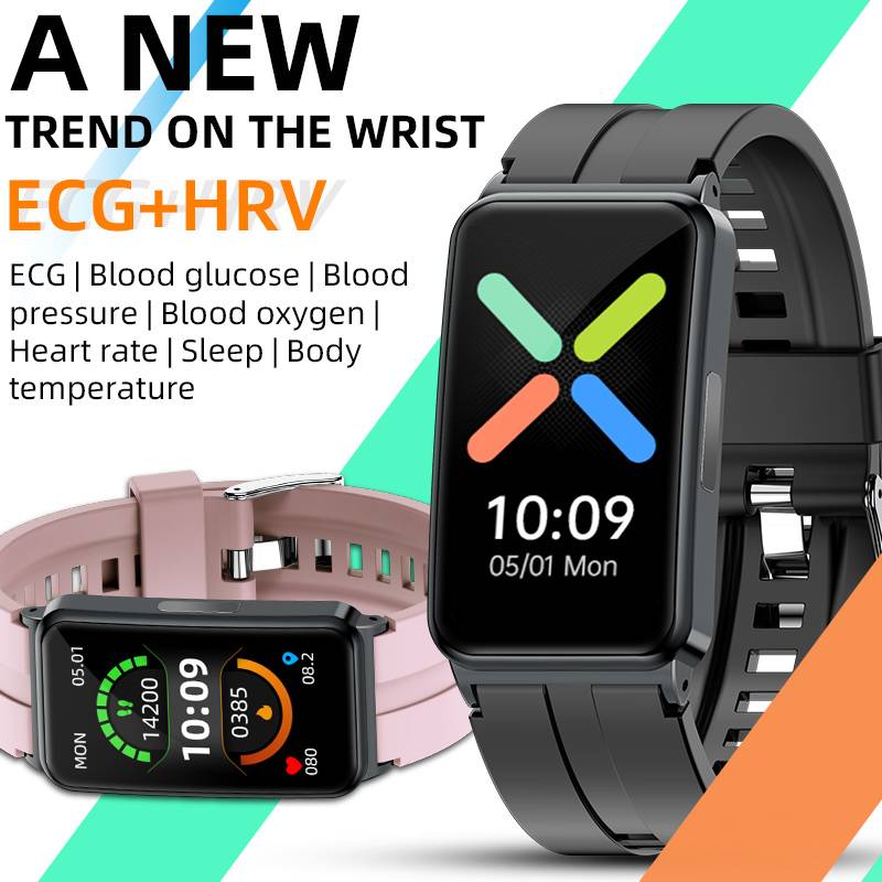 Smartwatch für Herren Damen, mit EKG/HRV, Herzfrequenz, Sportmodi, Puls, Blutsauerstoff, Blutdruck Pink