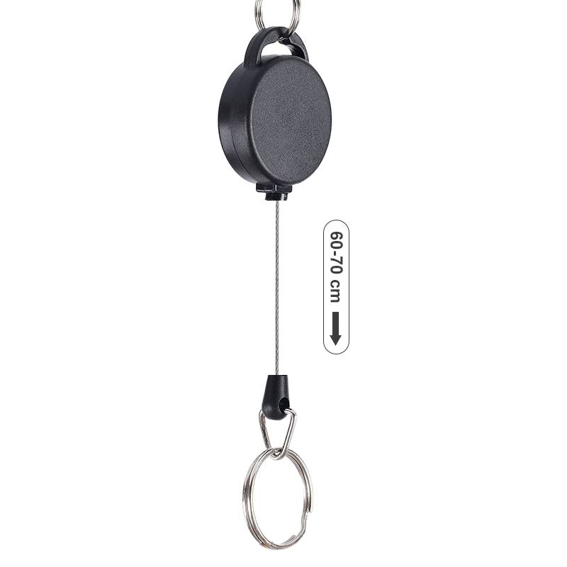 Ausziehbarer Schlüsselanhänger mit Karabiner 2er-Pack Black