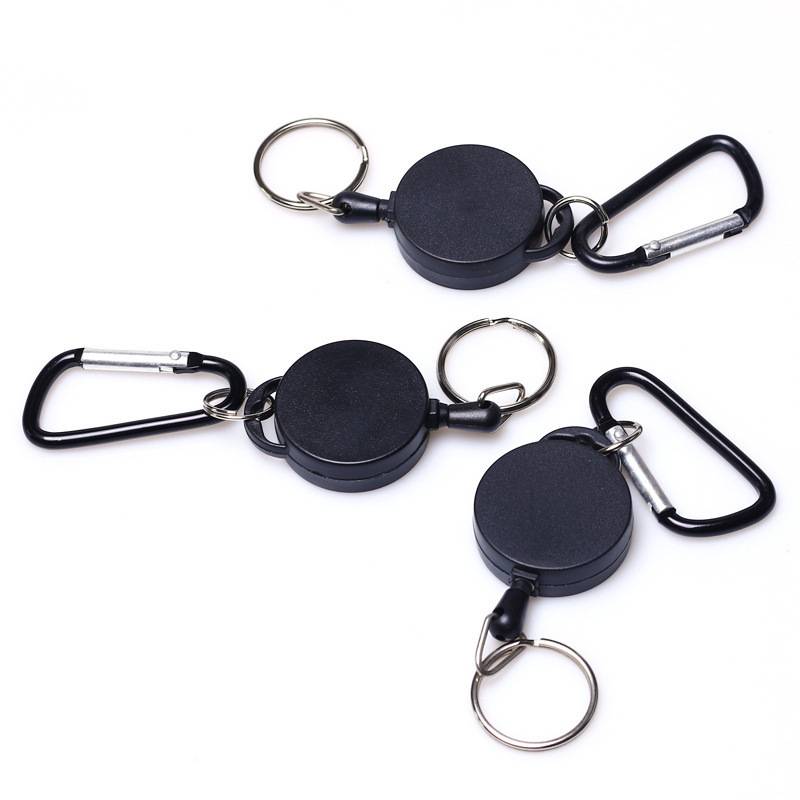 Ausziehbarer Schlüsselanhänger mit Karabiner 2er-Pack Black