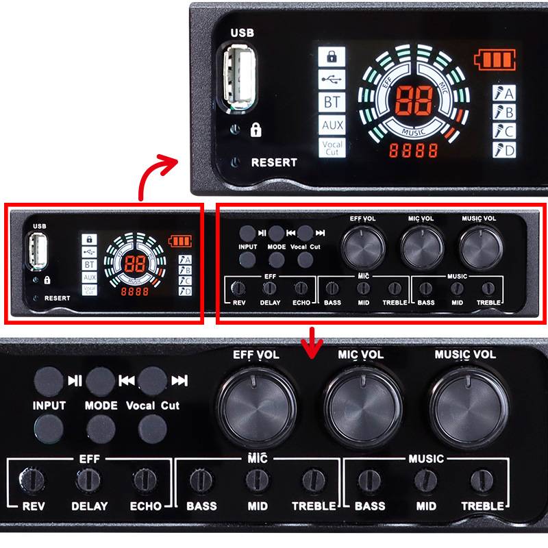 All-in-One-Funkmikrofonsystem mit Bluetooth – Für Hochzeiten, Karaoke Black