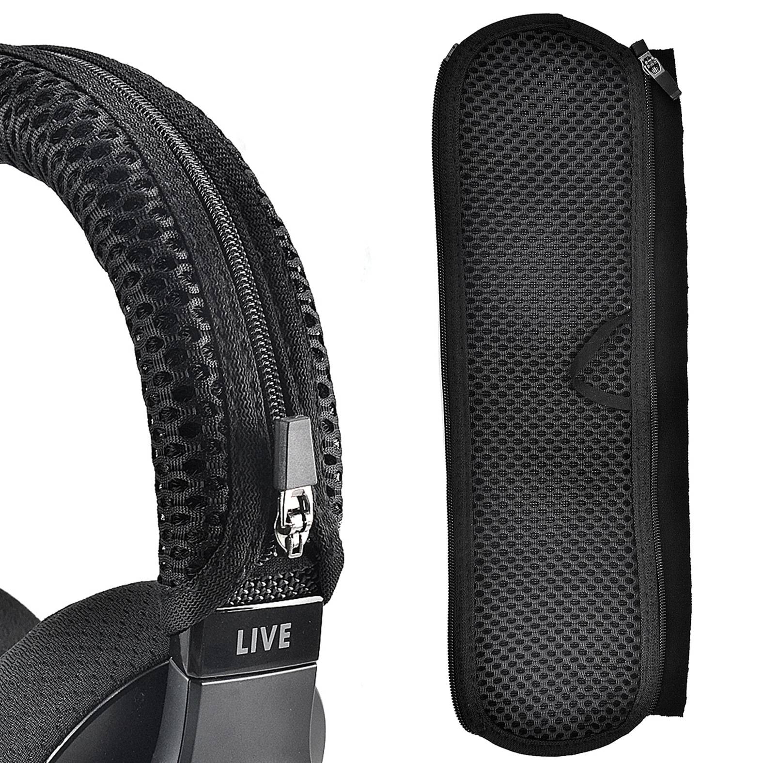 Polyester Kopfbügelbezug für Kopfhörer – Schwarz 30x8x0.5cm, kompatibel mit Sony WH-1000XM5, JBL Tune/Live, Marshall-Serie Black