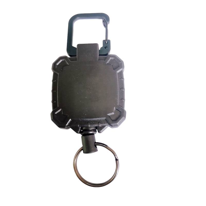 Einziehbarer Edelstahl-Schlüsselanhänger mit robustem Karabiner Black