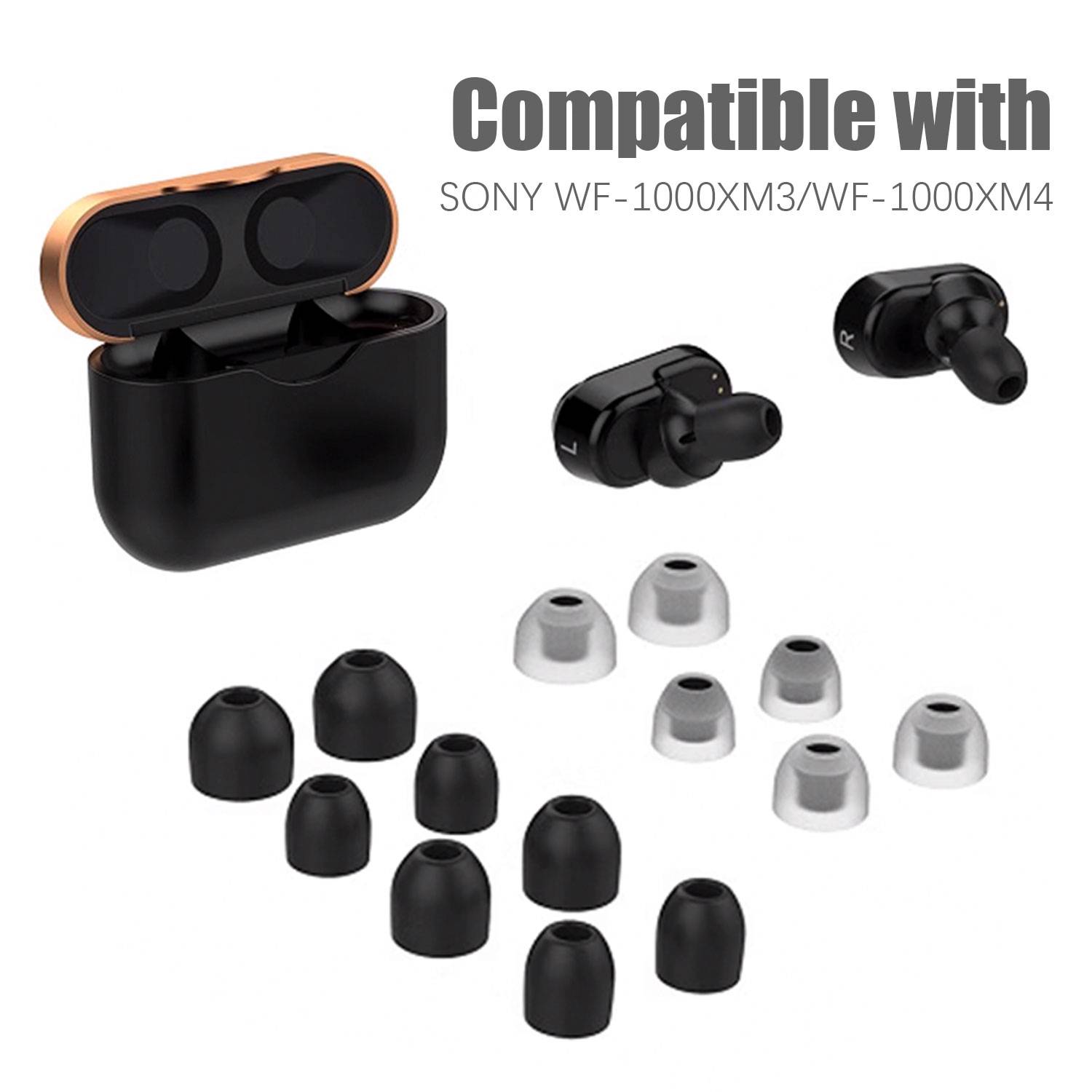 7 Paar Ohrpolster für Sony WF-1000XM3/WF-1000XM4 Black