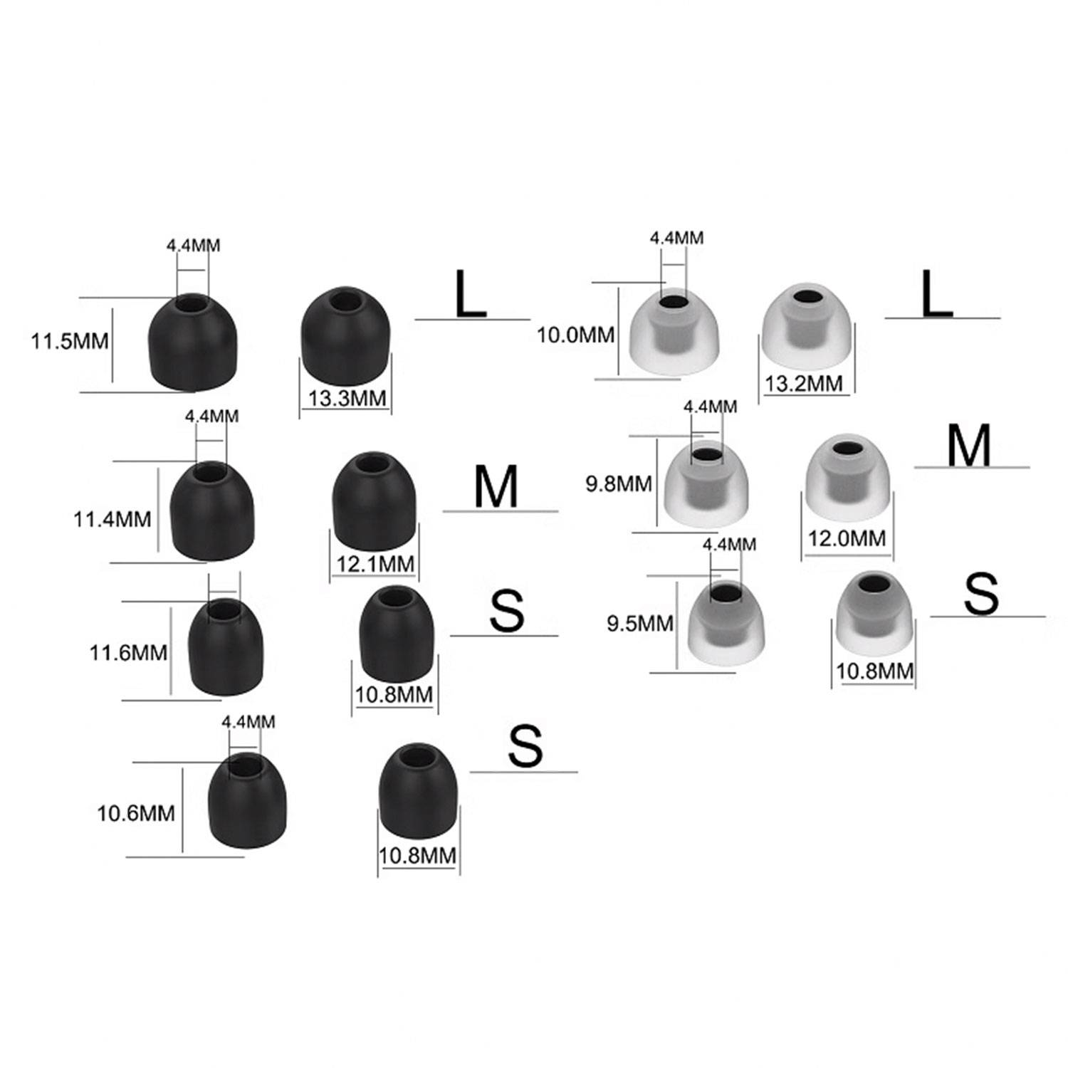 7 Paar Ohrpolster für Sony WF-1000XM3/WF-1000XM4 Black