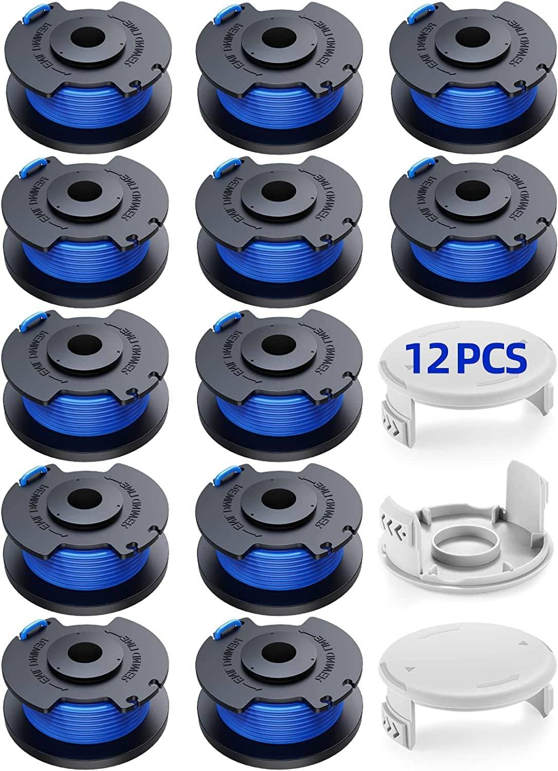 12er-Pack Trimmerdrahtspulen mit 3 Kappen für Ryobi-Rasentrimmer MultiColor