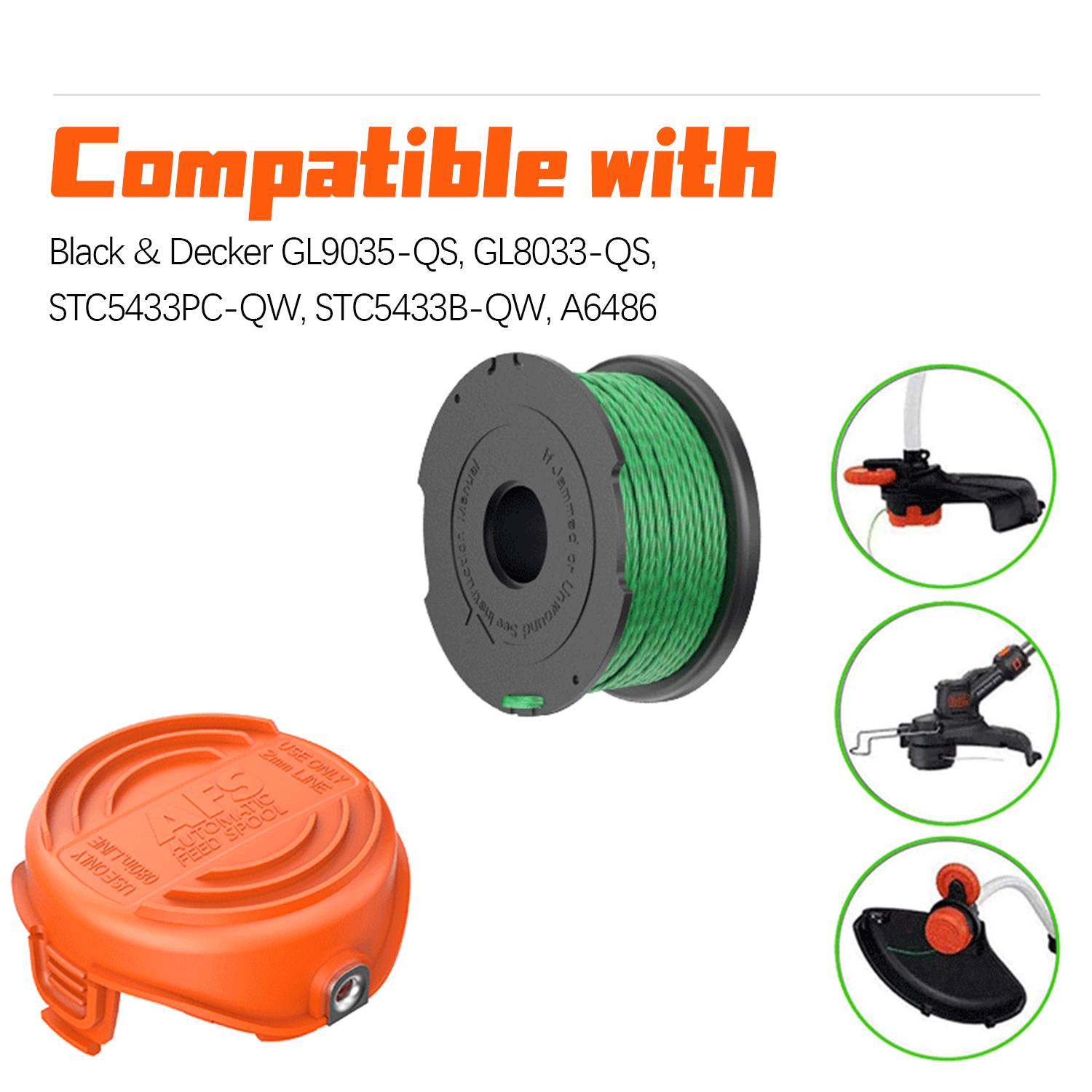 Trimmerspule für Black & Decker GL9035-QS, GL8033-QS, STC5433PC-QW