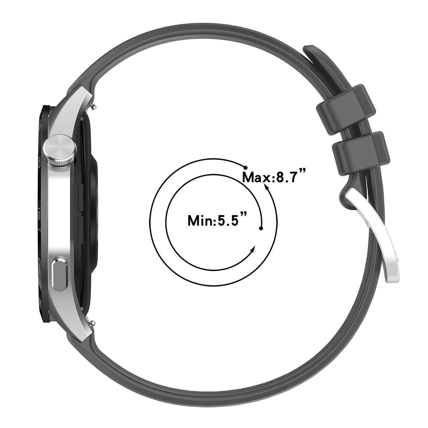 18 mm Silikonarmband, Huawei Watch GT 4 41 mm, Garmin Venu 3S, LG Watch Gray