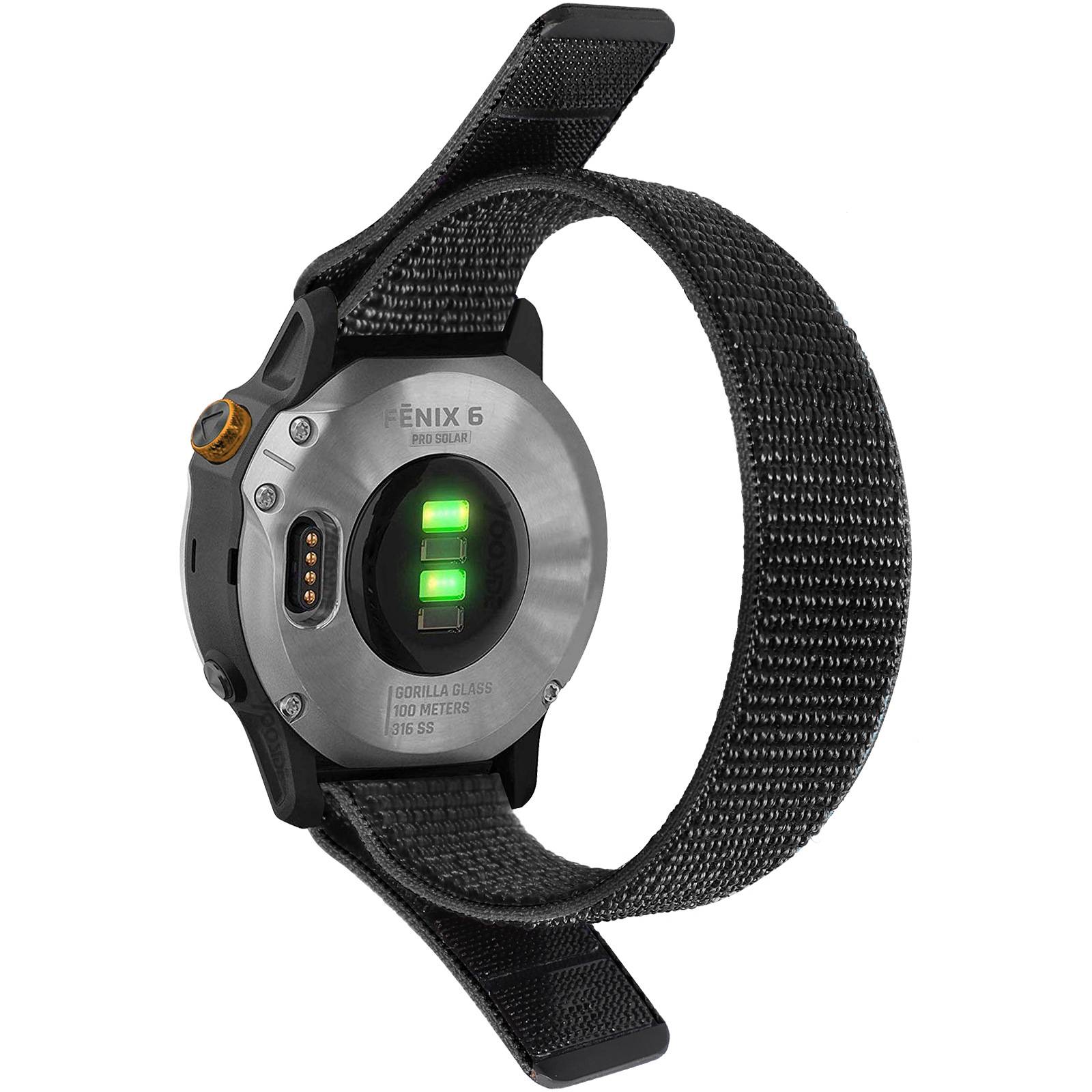 Uhrenarmband (20 mm) für Garmin Fenix 7S/6S/5S, Samsung Galaxy Watch Black