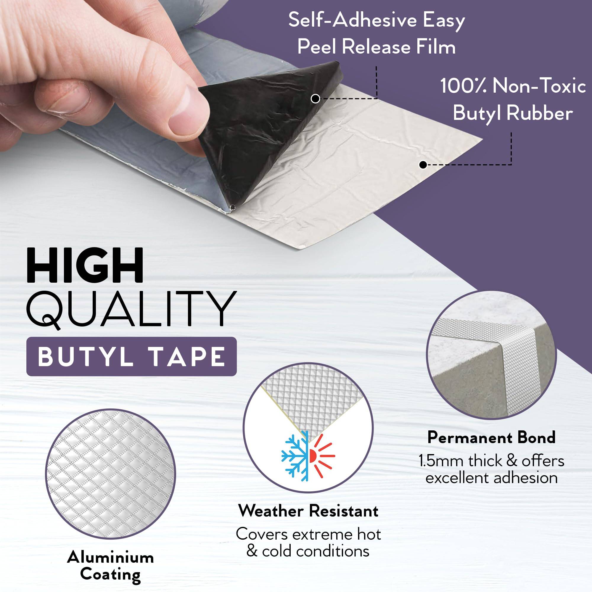 Wasserdichtes Butylband, Aluminiumfolienband mit starkem Butylkautschuk Silver
