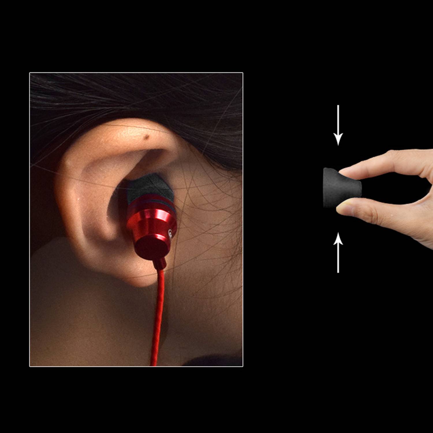 Ersatz-Ohrstöpsel aus Memory-Schaum für 4,7–5,5 mm-Kopfhörer Black