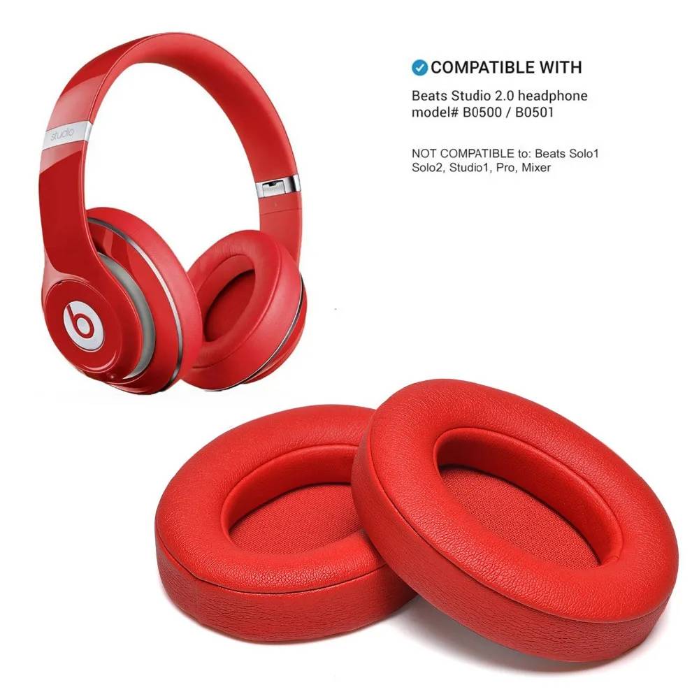 Schaffell-Ohrpolster für Beats Studio 2.0, 1 Paar Red