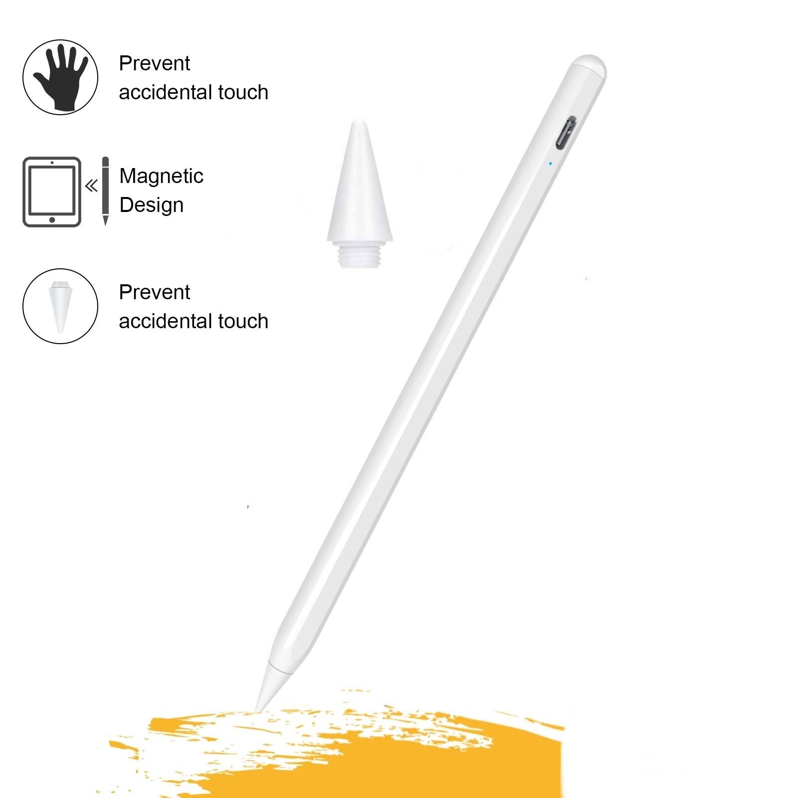 Kapazitiver iPad-Stift mit Batterieanzeige und Schnellladung White