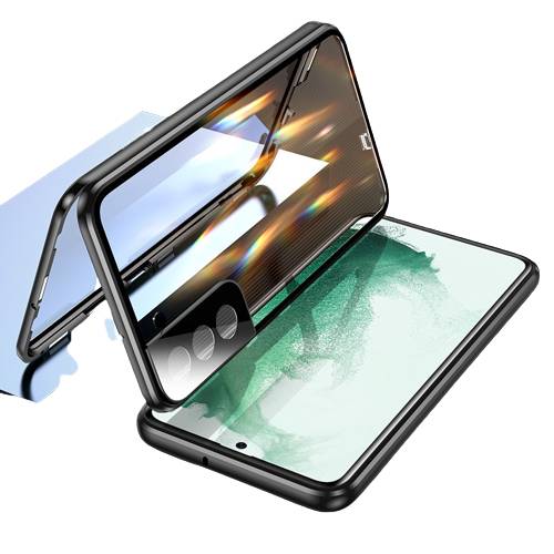 Magnetische Handyhülle mit integriertem gehärtetem Glas Black Samsung S23 Ultra