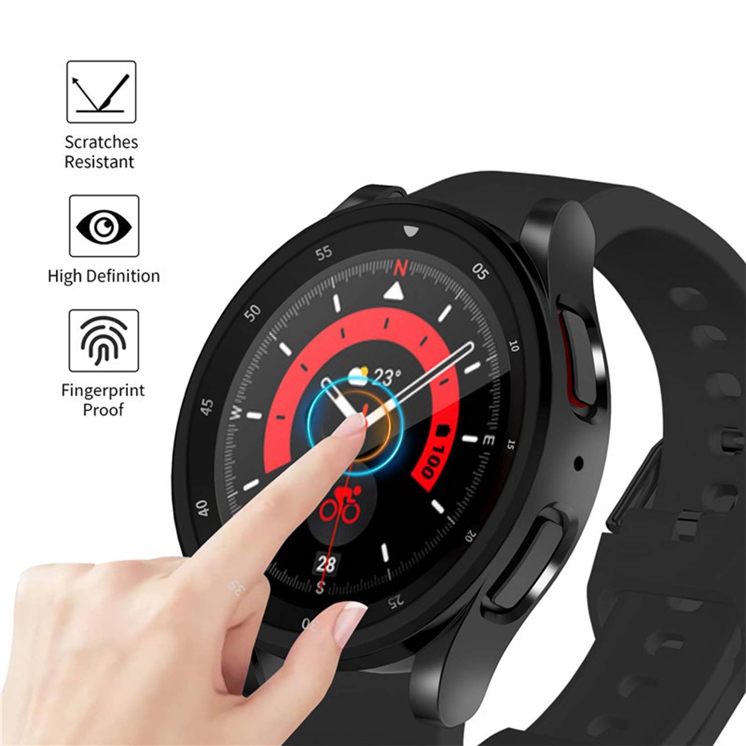 Vollständige Schutzhülle für Samsung Watch 5 Pro Black