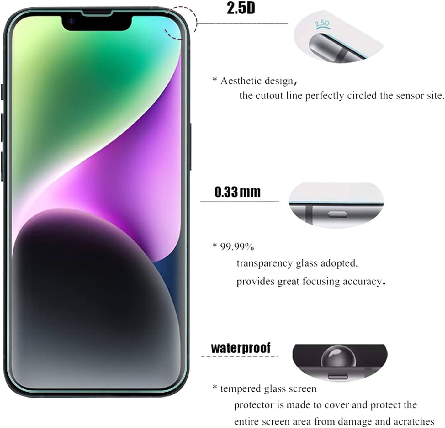 2.5D Mobile Displayschutzfolie für iPhone 14, 2er-Pack