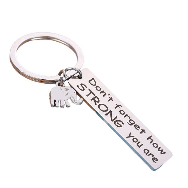 Schlüsselanhänger mit Elefant und inspirierendem Text Silver