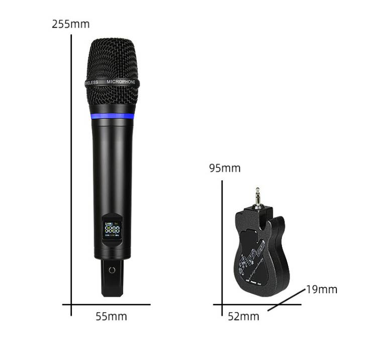 2er-Pack kabelloses Bluetooth-Reverb-Mikrofon mit Android-Anschlusskabel Black