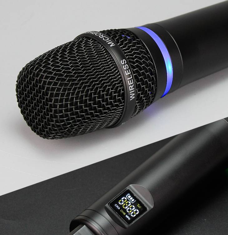 2er-Pack kabelloses Bluetooth-Reverb-Mikrofon mit Android-Anschlusskabel Black