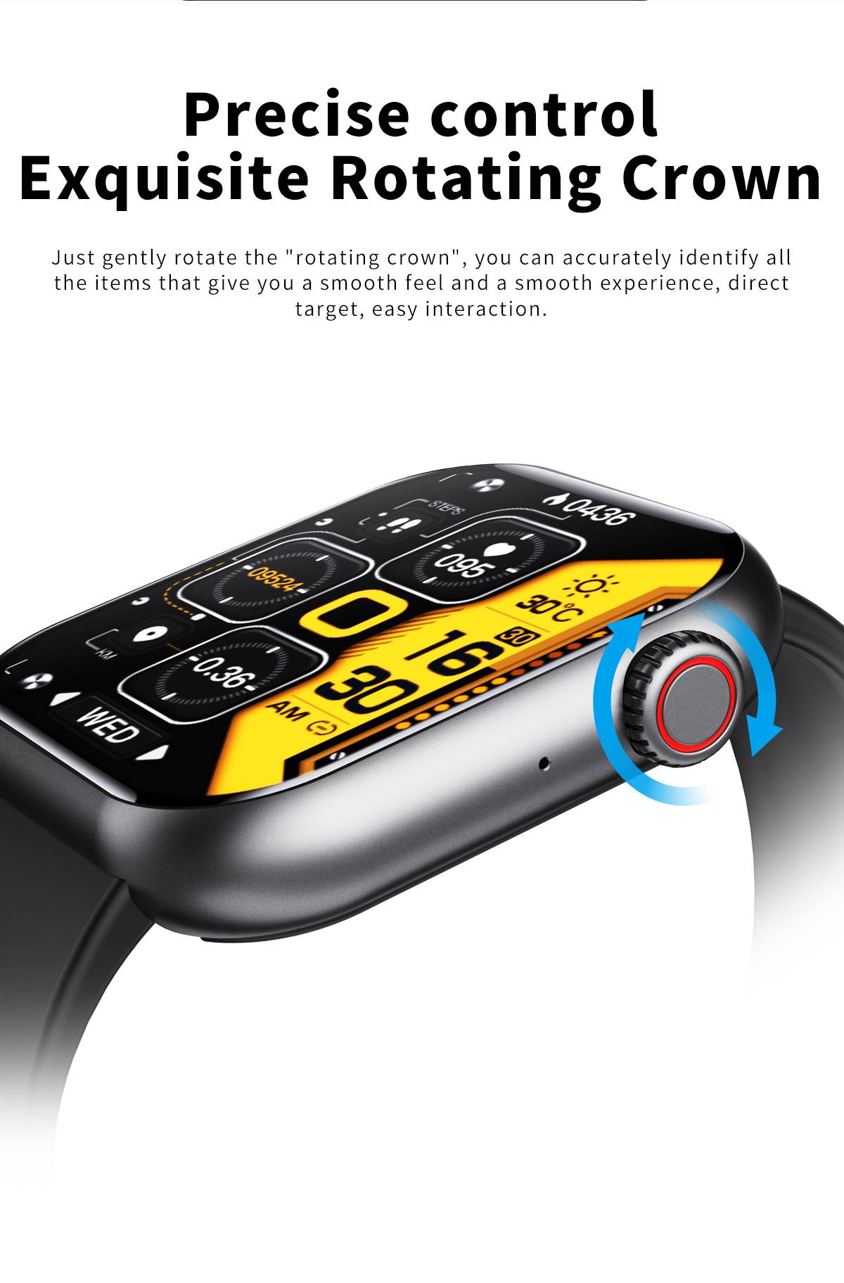 Smartwatch mit Blutsauerstoff, Blutdruck, Herzfrequenz Black/PUleatherwatchband