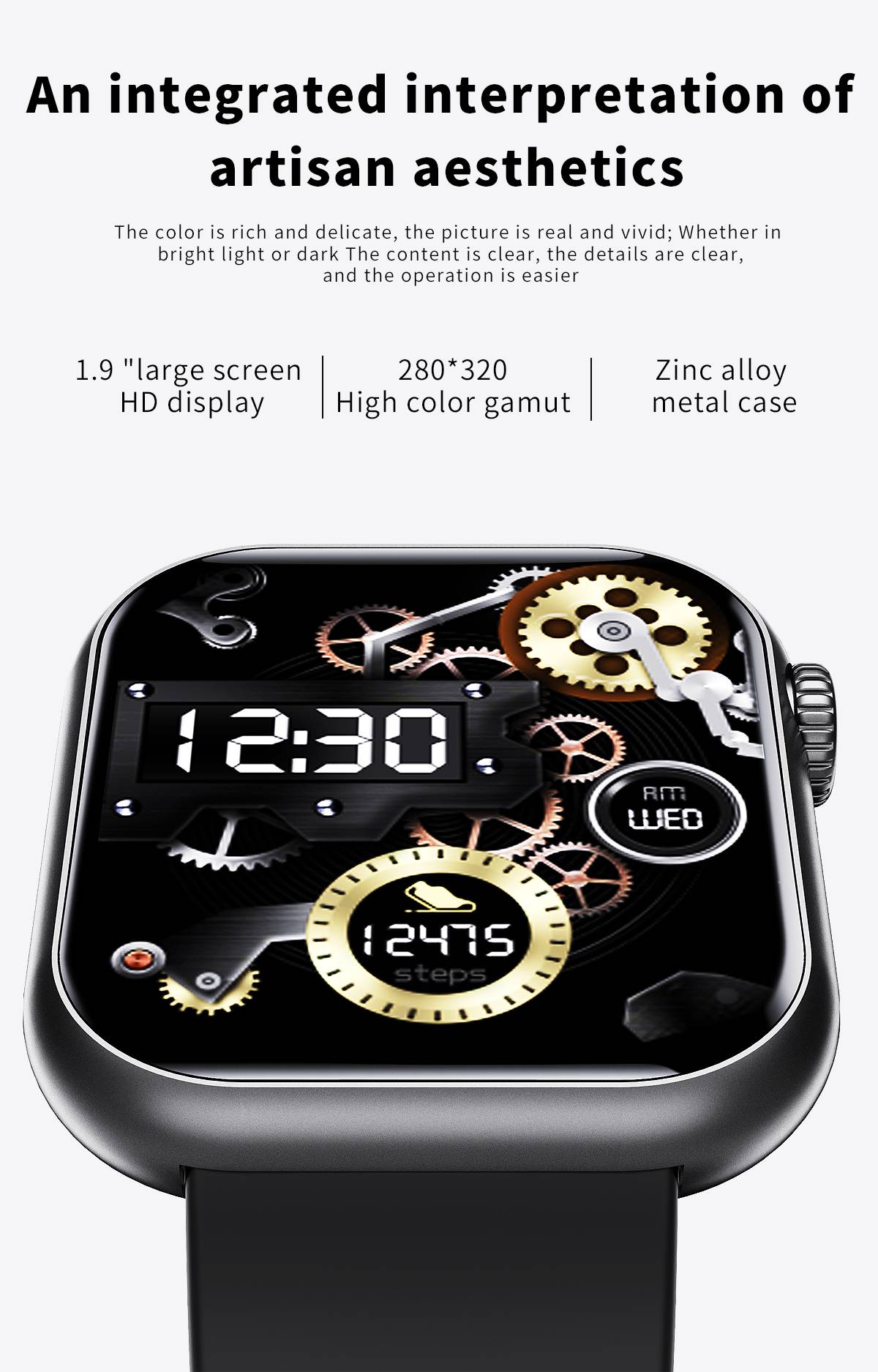 Smartwatch mit Blutsauerstoff, Blutdruck, Herzfrequenz Black/PUleatherwatchband