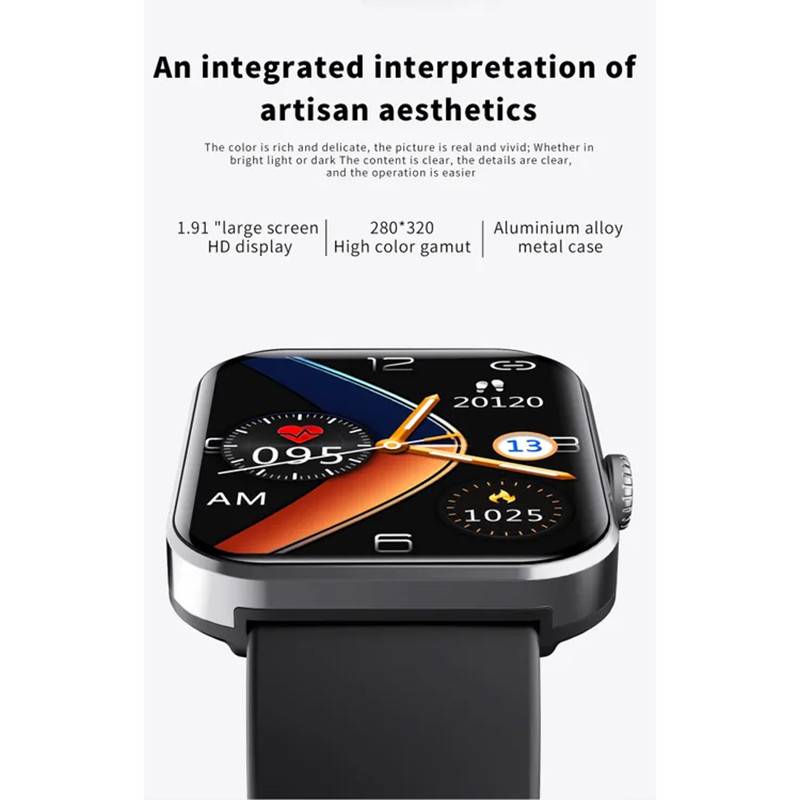 Smartwatch mit Herzfrequenz, Schlafmonitor, Körpertemperatur, 50 Sportmodi Black