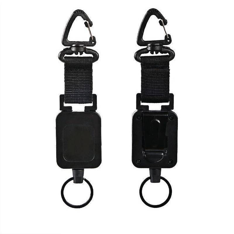 Einziehbarer Schlüsselanhänger-Karabiner für den Außenbereich Black