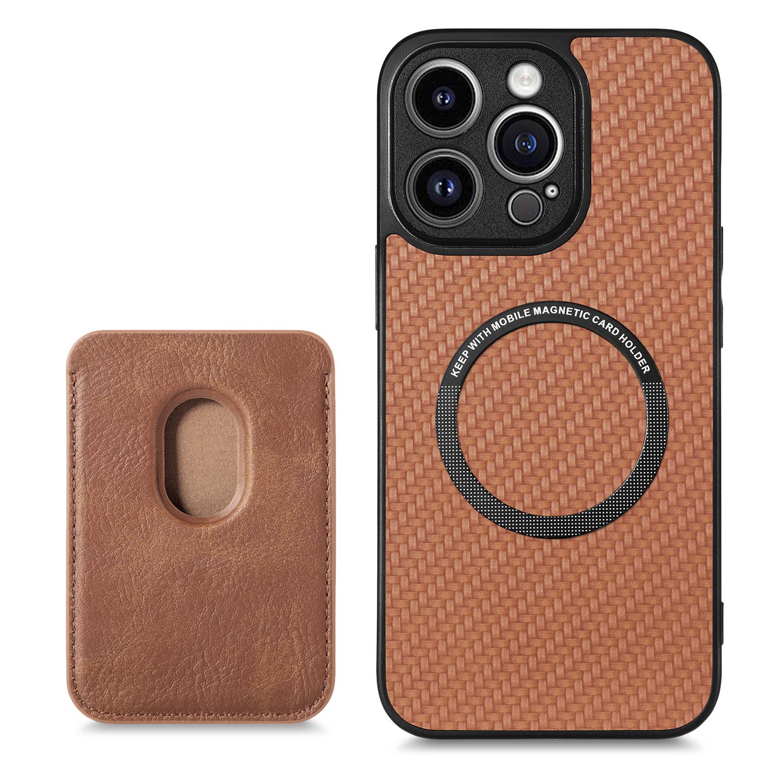 Magnetische Telefonabdeckung mit Kreditkartenhalter unterstützt MagSafe Brown iPhone 14 Pro Max