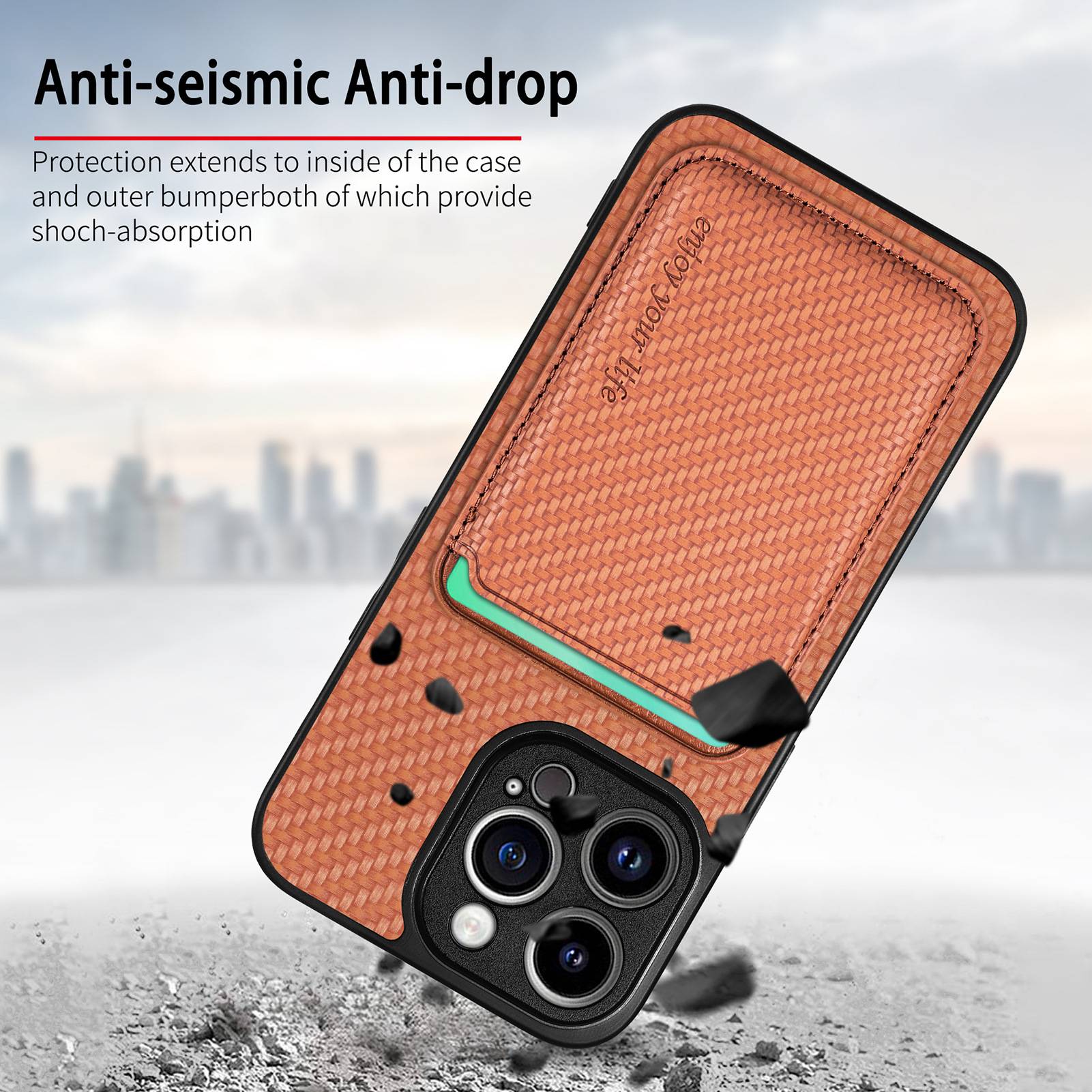 Magnetische Schutzhülle unterstützt MagSafe mit Kartenhalter Brown iPhone 15 Pro Max